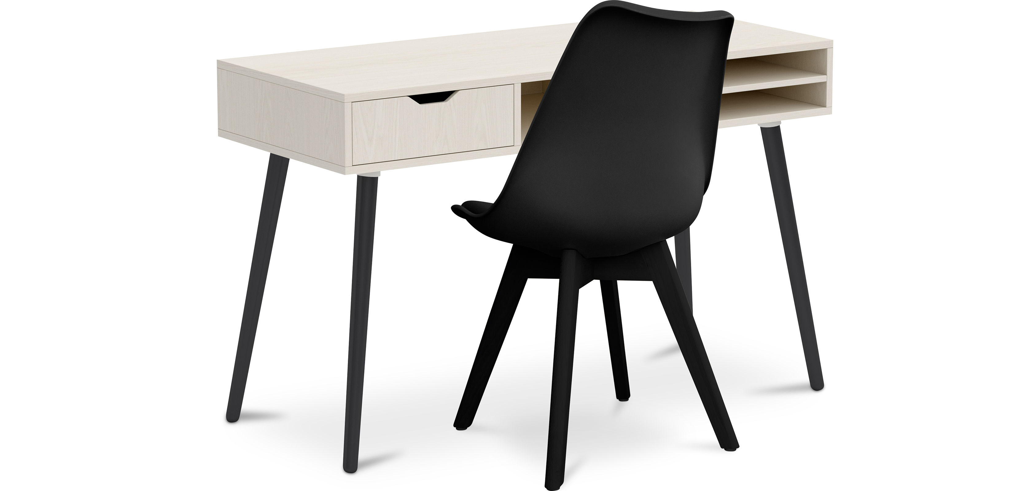 Scrivania in legno Ufficio, Studio, da design stile scandinavo Eldrid +  Sedia da ufficio di design con rotelle