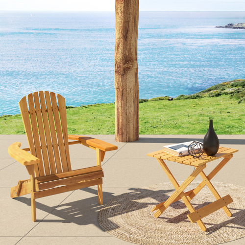 Sedia Giardino Adirondack In Legno Di Abete Massiccio – Arancione – Ergonomica E Resistente Agli Agenti Atmosferici