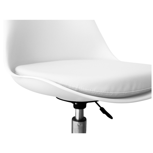 Sedia Girevole Regolabile In Altezza Con Rotelle - Schienale Basso E Cuscino In Pelle PU, Colore Bianco