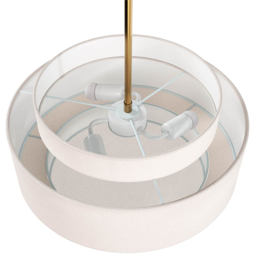Lampada a sospensione in tessuto, paralume a 1 luce, adatto per camera da letto, colore nero e oro (lampada da soggiorno, 40 cm, altezza 140 cm